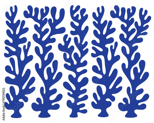 blue sea coral vector flat illustration