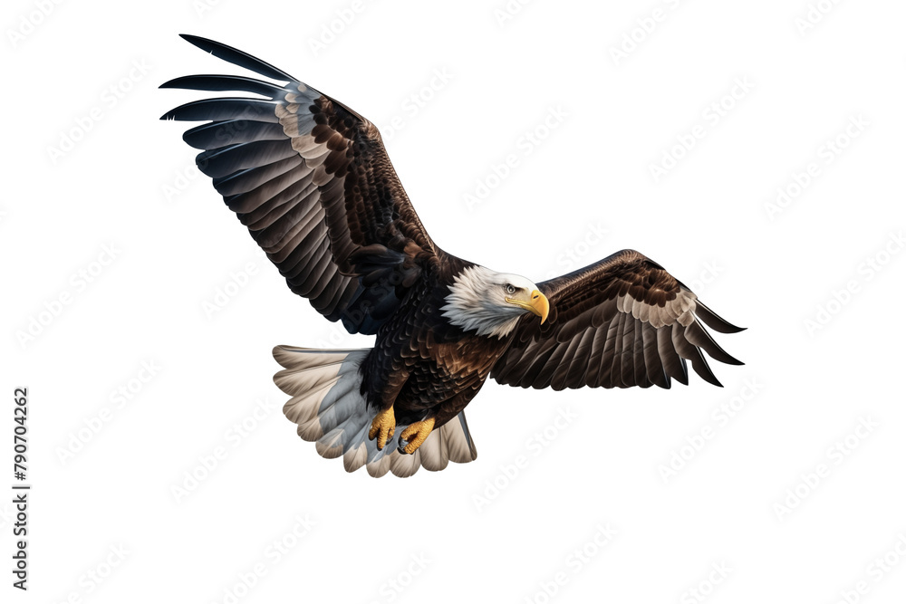 Eagle fly on transparent from die cutting, US concept, PNG