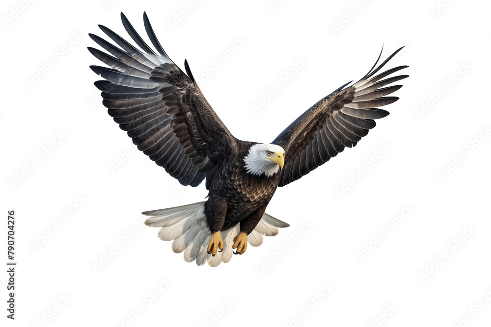 Fototapeta premium Eagle fly on transparent from die cutting, US concept, PNG