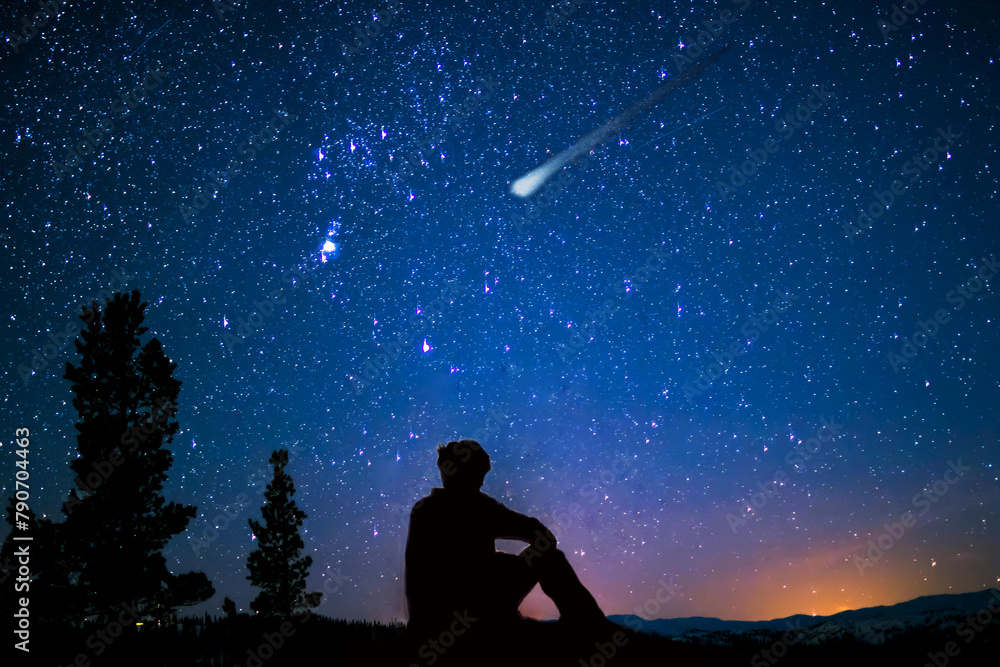 person watching night sky person watching night sky
