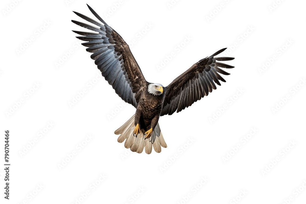 Eagle fly on transparent from die cutting, US concept, PNG