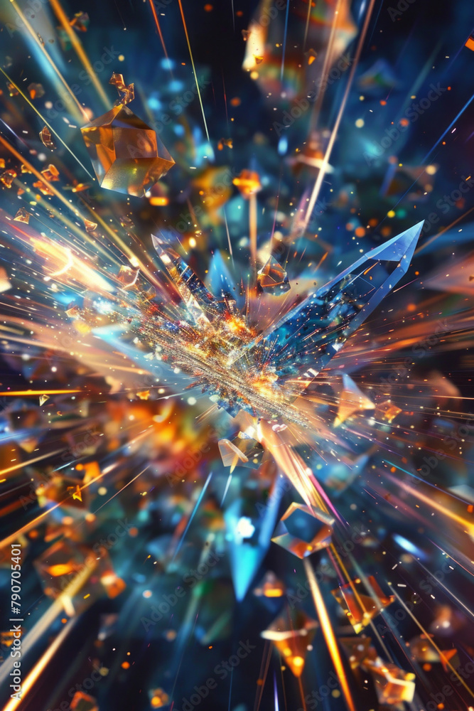 Explosive diamond with sparkling lights for background Explosive diamond with sparkling lights for background