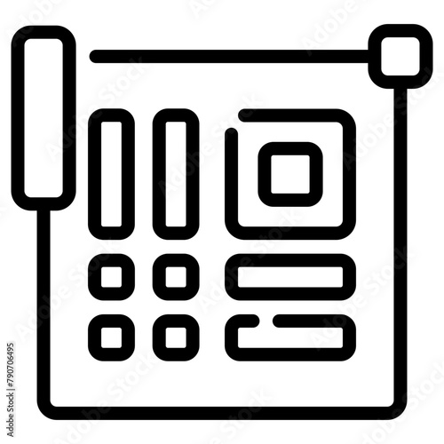 motherboard vector icon outline style. perfect use for logo, presentation, website, and more. modern icon design line style