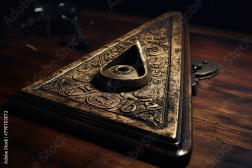 Ouija board with moving planchette.