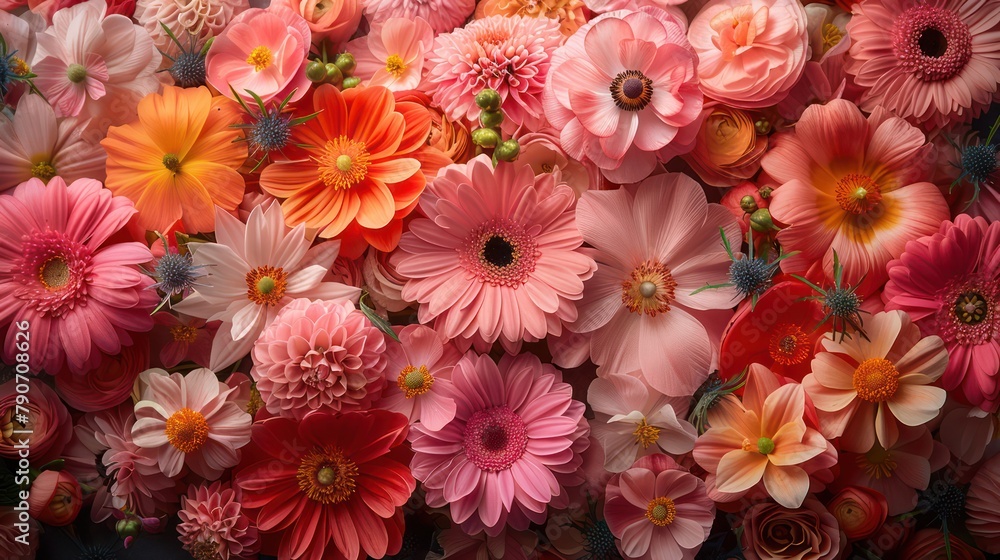 A bouquet of flowers with a variety of colors and shapes A bouquet of flowers with a variety of colors and shapes