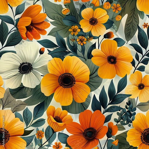 Wallpaper Mural Artistic Floral Illustration with Subtle Light and Fluidity Torontodigital.ca