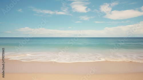 A Serene and Idyllic Tropical Beach with Clear Blue Sky and Calm Ocean