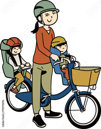 自転車で3人乗りをする