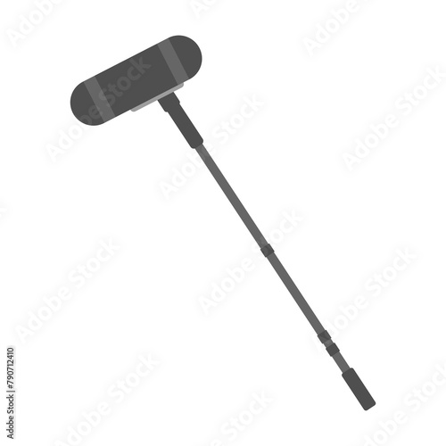 Vector Monochrome Illustration of Boom Mic for Film Making and Broadcasting