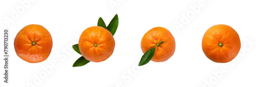 A single pic sweet tangerine on a white background with clipping path top view