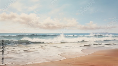 Serene Beach Landscape with Gentle Waves and Clear Sky