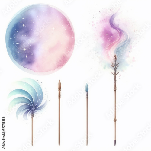 magic wand and moon set