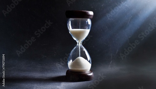 Sands of Time: Hourglass on Moody Dark Background with Ample Copy Space" © Albaloshi