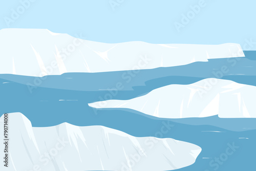 Polar landscape with iceberg and glacier