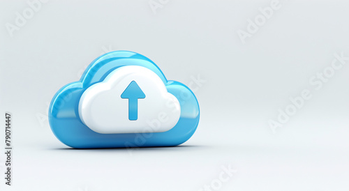 Cloud upload, data storage, database, cloud computing concept.