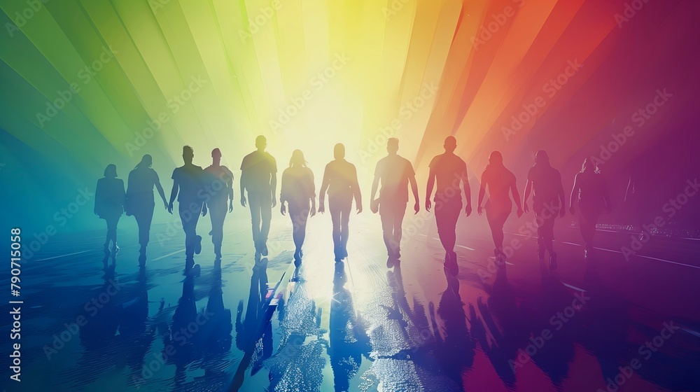 Artistic illustration of pride parade people. LGBTQ pride. Artistic illustration of pride parade people. LGBTQ pride.