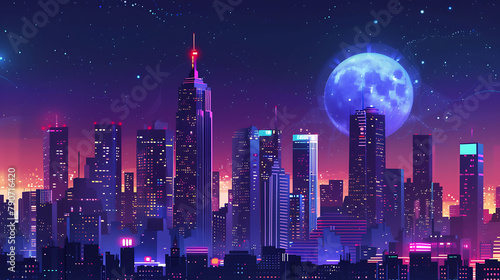 Futuristic City View With Dotted Skyscrapers