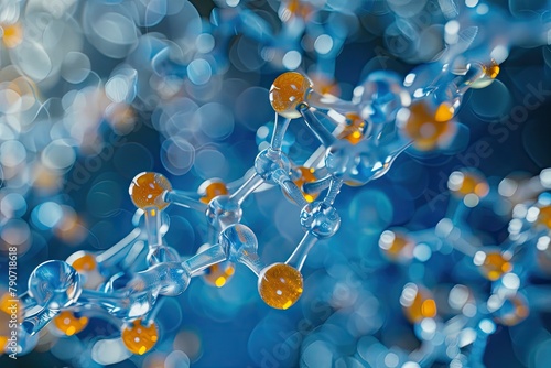 3D rendering of a molecular structure with a blue background