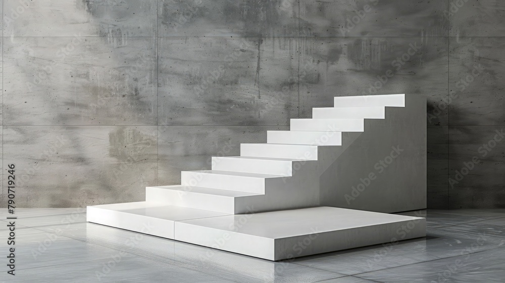 White stair podium with natural afternoon light. White stair podium with natural afternoon light.