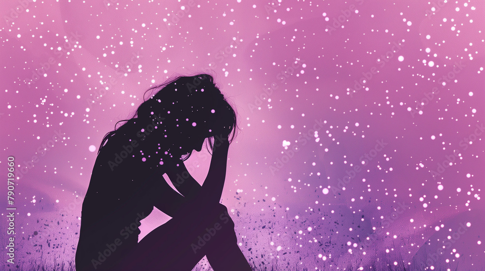 Obraz premium Woman in Pain and Stress. Illustration 