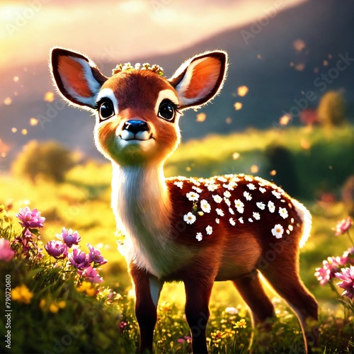 Cute baby deer in the forest