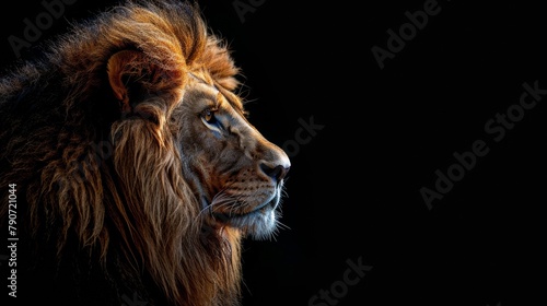 Majestic Lion Rich Mane Black Background