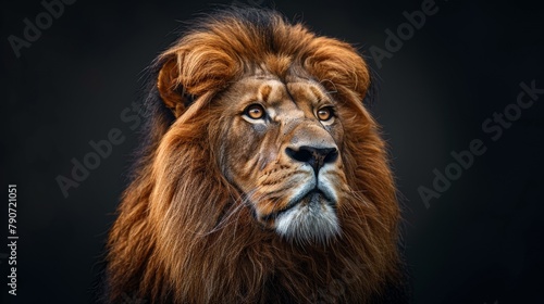 Majestic Lion with Rich Mane on Black Background