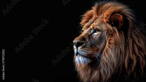 Majestic Lion Rich Mane Black Background