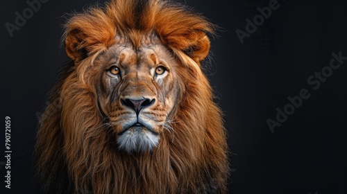 Majestic Lion Rich Mane Black Background