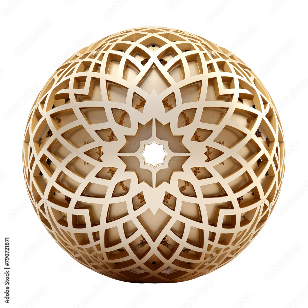 Attractive Islamic geometry 3D mode Isolated On White Background Attractive Islamic geometry 3D mode Isolated On White Background