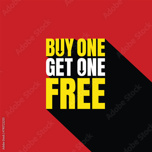 Buy one get one free advertisement banner design. Buy 1 get 1 free template. Promotion Discount banner. Coupon icon. Modern concept design. Banner with offer badge. Vector illustration.