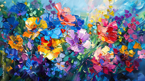 A burst of energy emanates from the canvas as abstract oil-painted flowers spring to life.