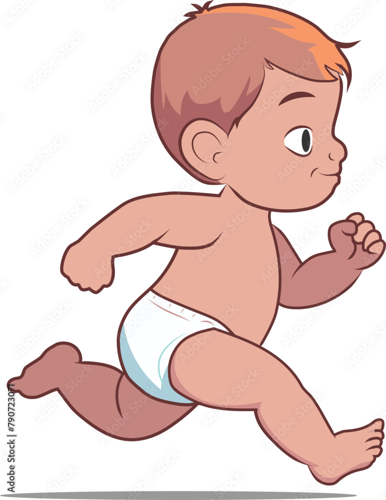 Baby boy on diaper vector drawing Baby boy on diaper vector drawing
