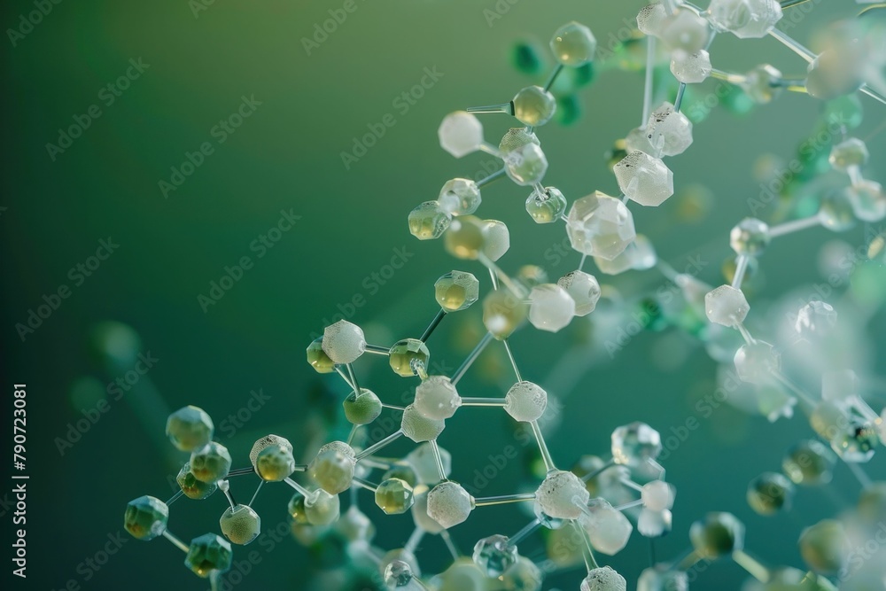 Closeup of a plant with numerous small white balls on top against a blurred background of green leaves