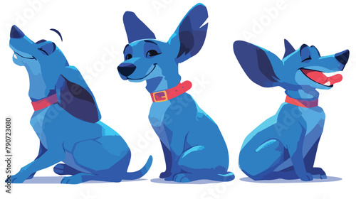Cartoon Blue Dog. Vector illustration on white back