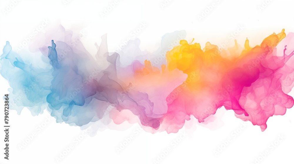 Abstract Watercolor Wash with Vibrant Multicolored Transition