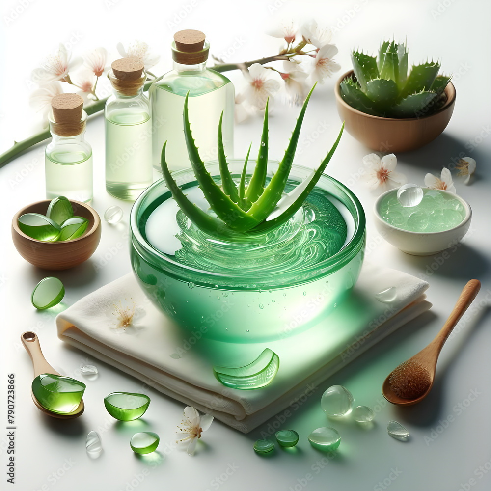 Aloe Vera Gel, a spa set of aloe vera gel with water drops that provides freshness and juiciness. Aloe Vera Gel, a spa set of aloe vera gel with water drops that provides freshness and juiciness.
