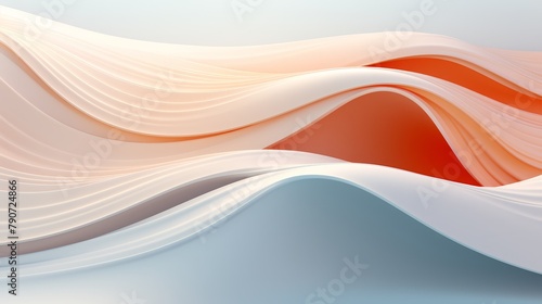 Fototapeta Naklejka Na Ścianę i Meble -  Soft modern waves in a 3D minimal design, subtle and flowing