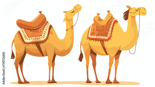 Cartoon camel isolated on white background 2d flat