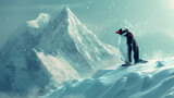 Winter Wonderland: A Majestic Penguin amidst a Snowy Landscape