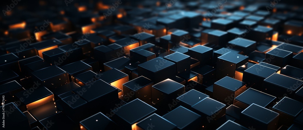 Obraz premium Understated 3D grid lines on a dark background, tech minimalist