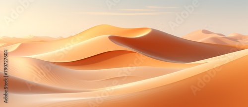 Waves of energy in a sparse desert landscape, minimal 3D style,