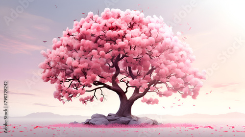  A Cherry Blossom Tree In Full Bloom Background, A tree with pink flowers on it and the word spring on the bottom. Beautiful cherry tree with flowers background and wallpaper    © Good