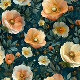 Charming Watercolor Botanical Pattern with Pastel Flora