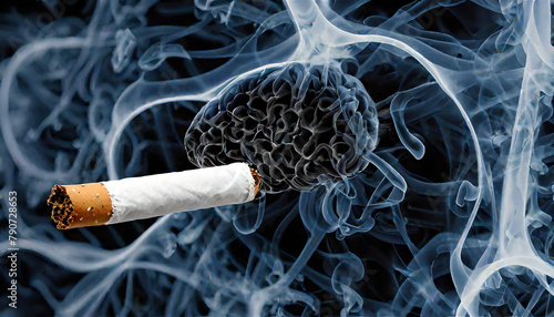 Dym papierosa na tle płuc, ilustracja photo