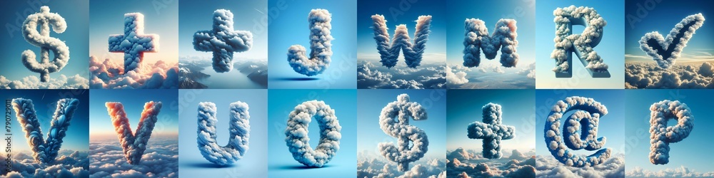 Naklejka premium Cloud lettering. AI generated illustration