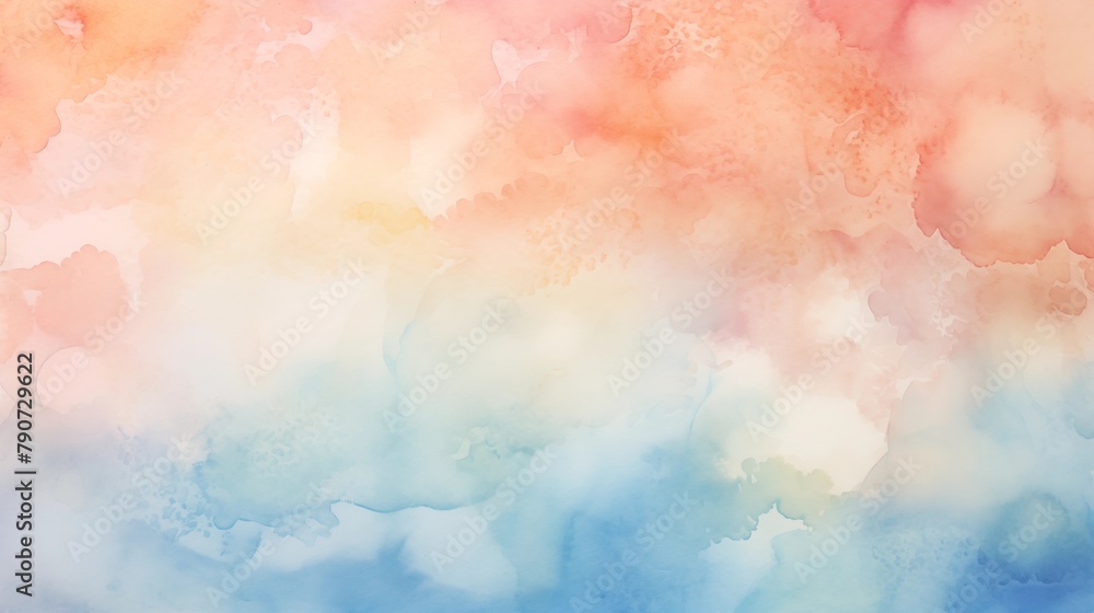 Ethereal Pastel Watercolor Sky with Dreamy Clouds