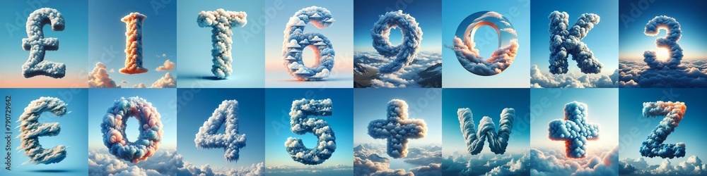 Naklejka premium Cloud lettering. AI generated illustration