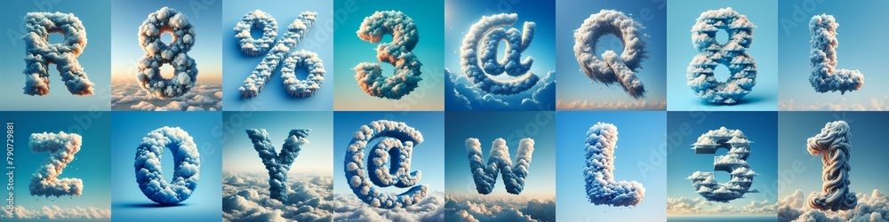 Fototapeta premium Cloud lettering. AI generated illustration