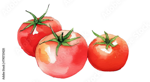 新鮮なトマトの水彩画。AI生成画像。